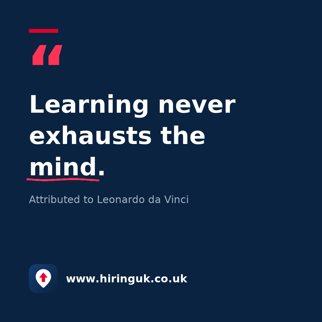 Quote card: Learning never exhausts the mind.
