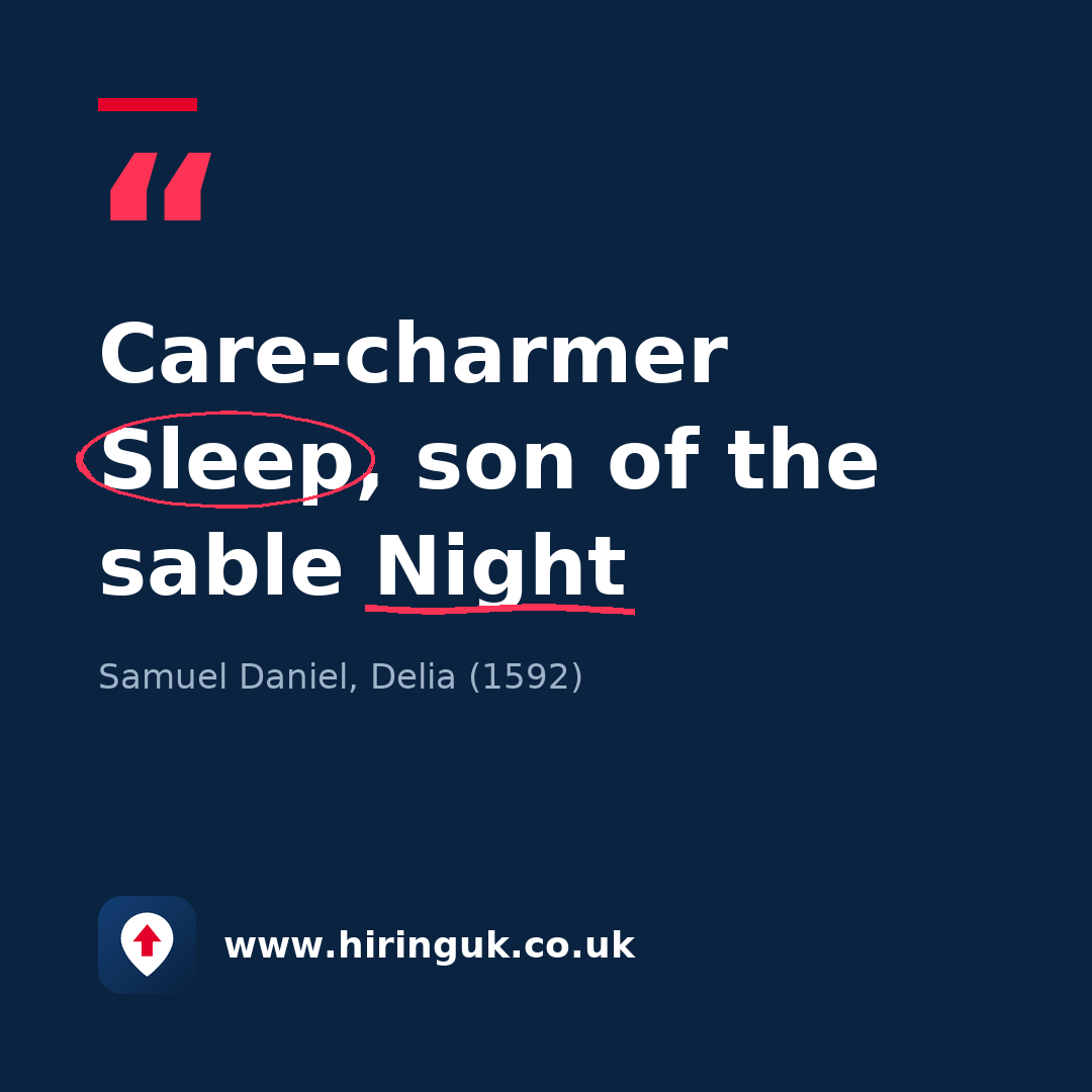 Quote card: Care-charmer Sleep, son of the sable Night