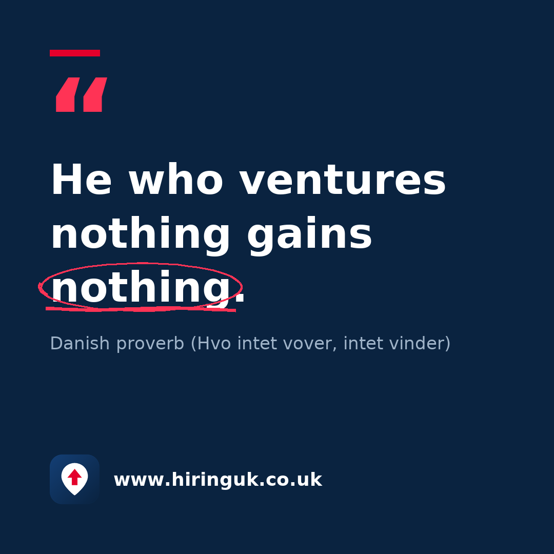 Quote card: He who ventures nothing gains nothing.