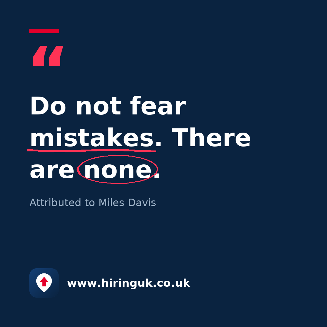 Quote card: Do not fear mistakes. There are none.