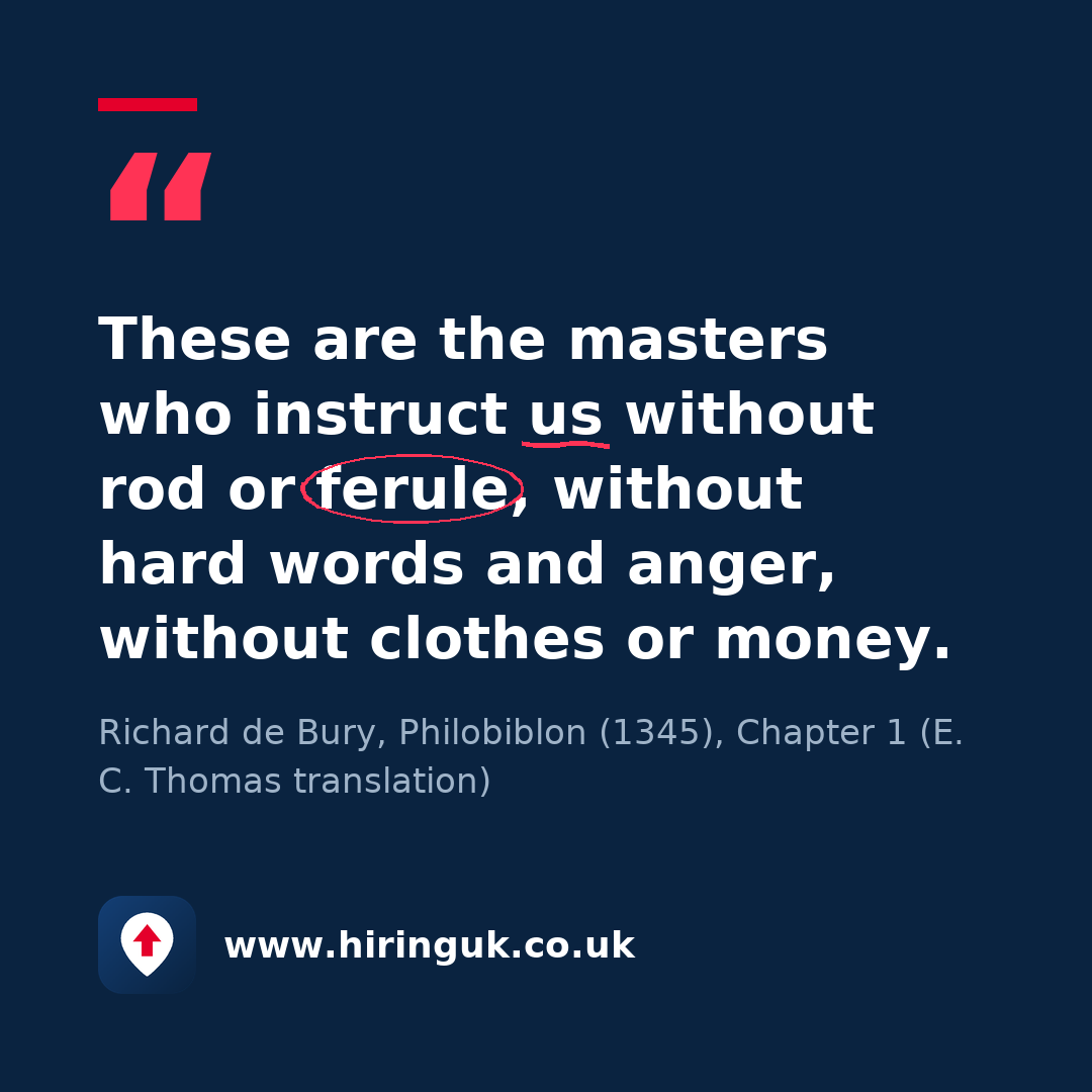 Quote card: These are the masters who instruct us without rod or ferule, without hard words and anger, without clothes or money.