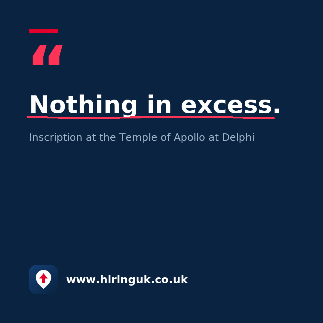 Quote card: Nothing in excess.