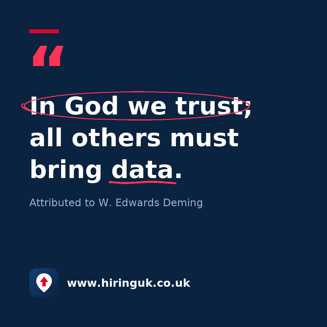 Quote card: In God we trust; all others must bring data.