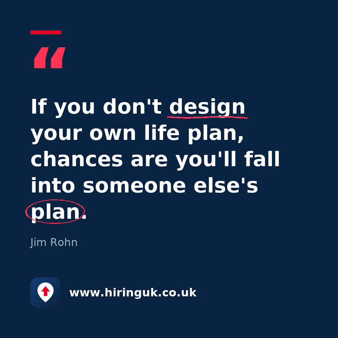 Quote card: If you don't design your own life plan, chances are you'll fall into someone else's plan.