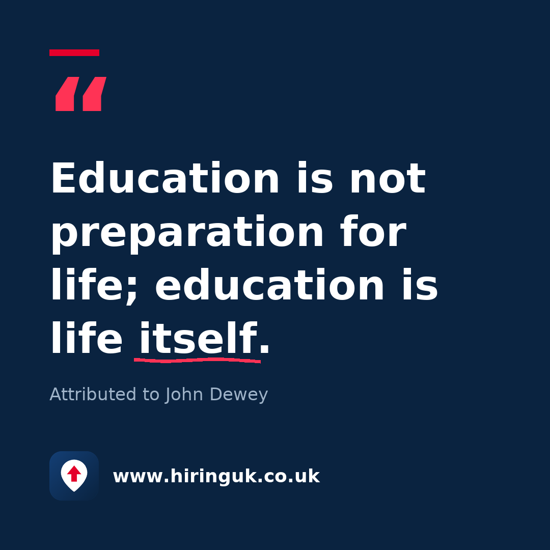 Quote card: Education is not preparation for life; education is life itself.