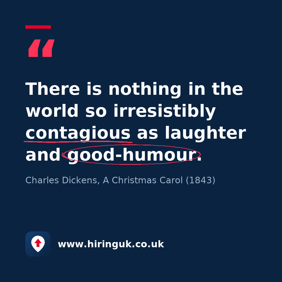Quote card: There is nothing in the world so irresistibly contagious as laughter and good-humour.
