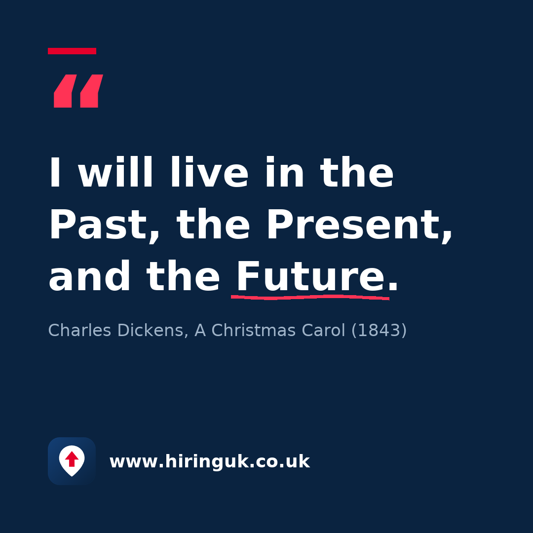 Quote card: I will live in the Past, the Present, and the Future.