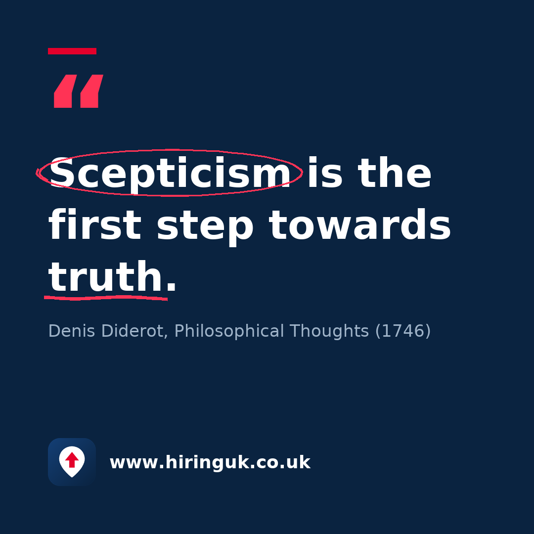 Quote card: Scepticism is the first step towards truth.