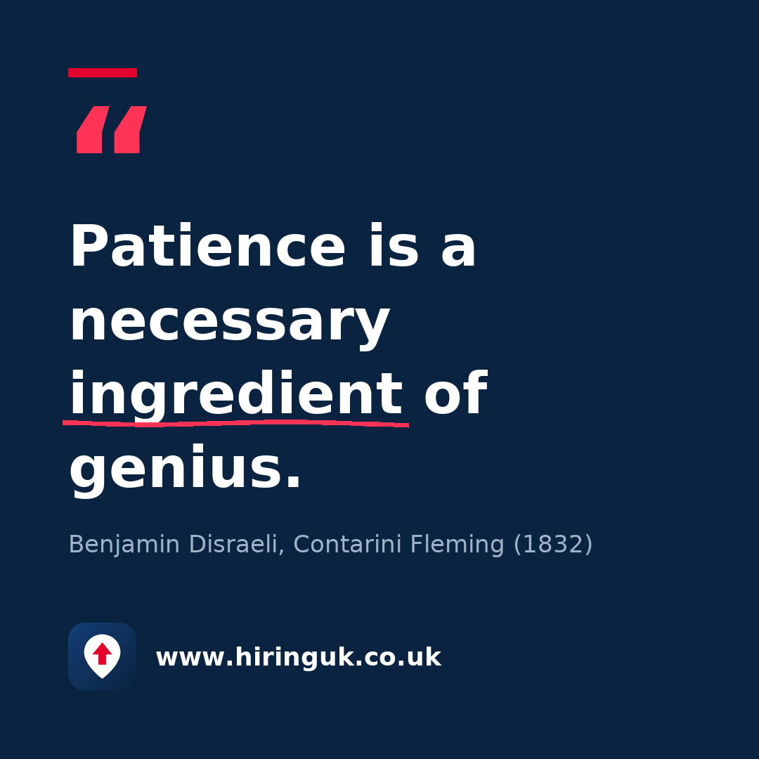 Quote card: Patience is a necessary ingredient of genius.