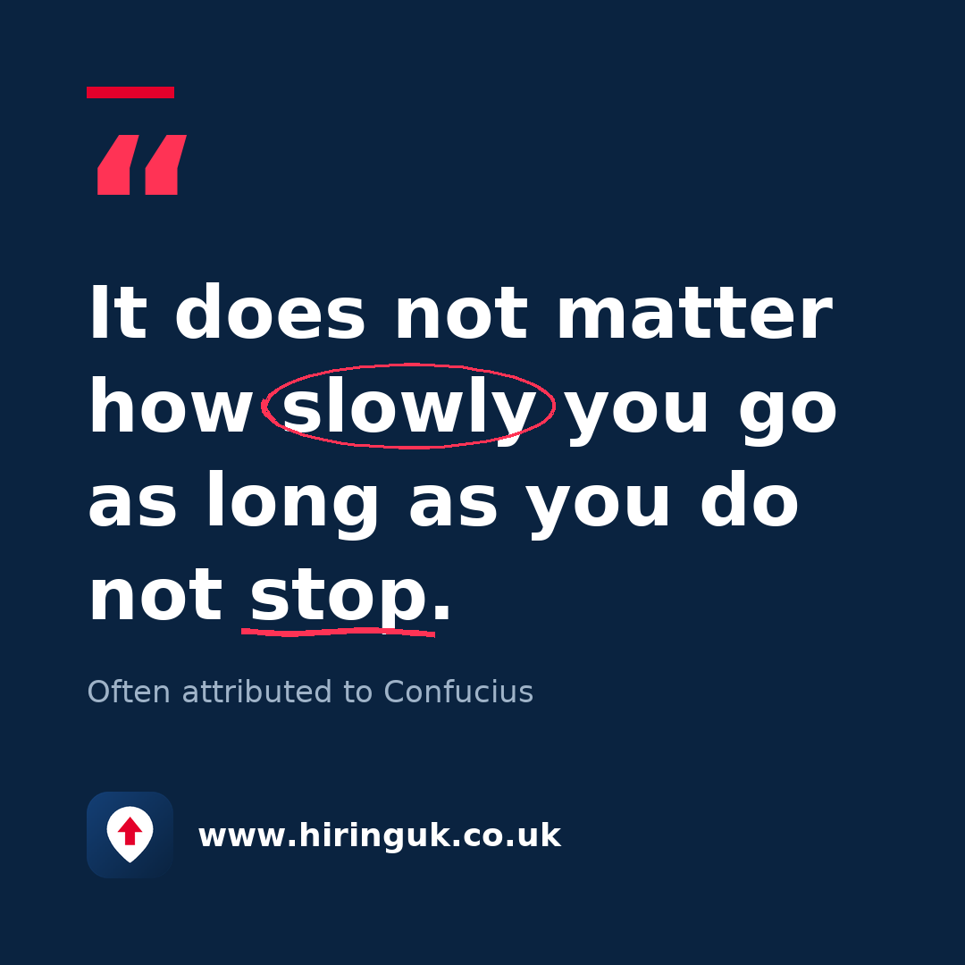 Quote card: It does not matter how slowly you go as long as you do not stop.