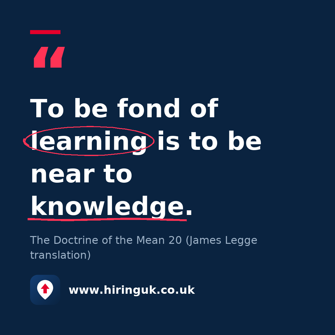 Quote card: To be fond of learning is to be near to knowledge.