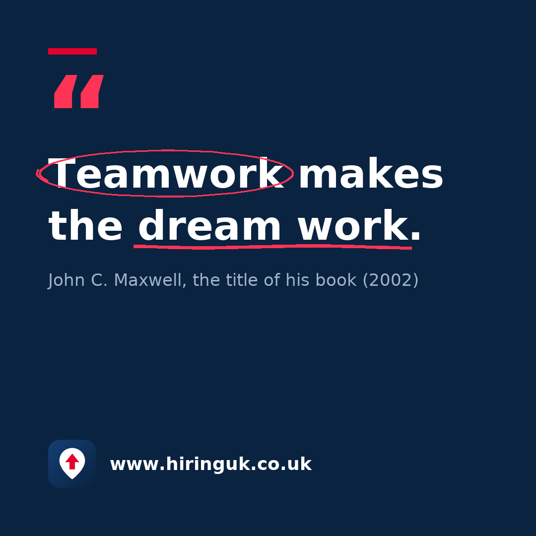 Quote card: Teamwork makes the dream work.