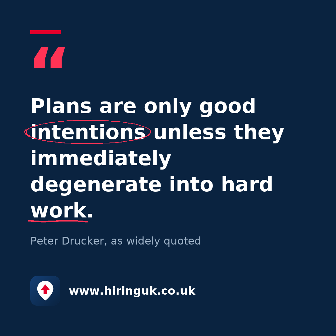 Quote card: Plans are only good intentions unless they immediately degenerate into hard work.