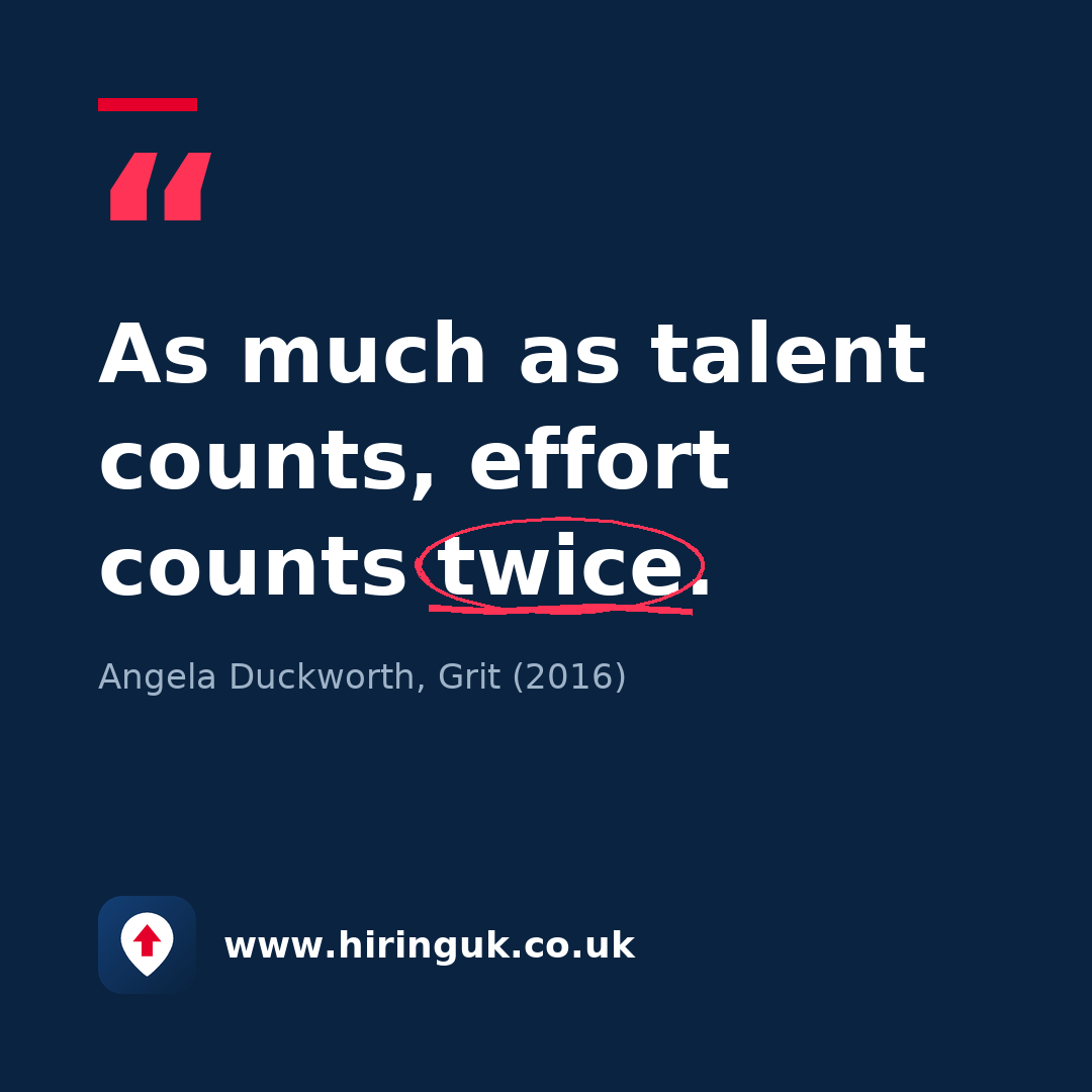 Quote card: As much as talent counts, effort counts twice.