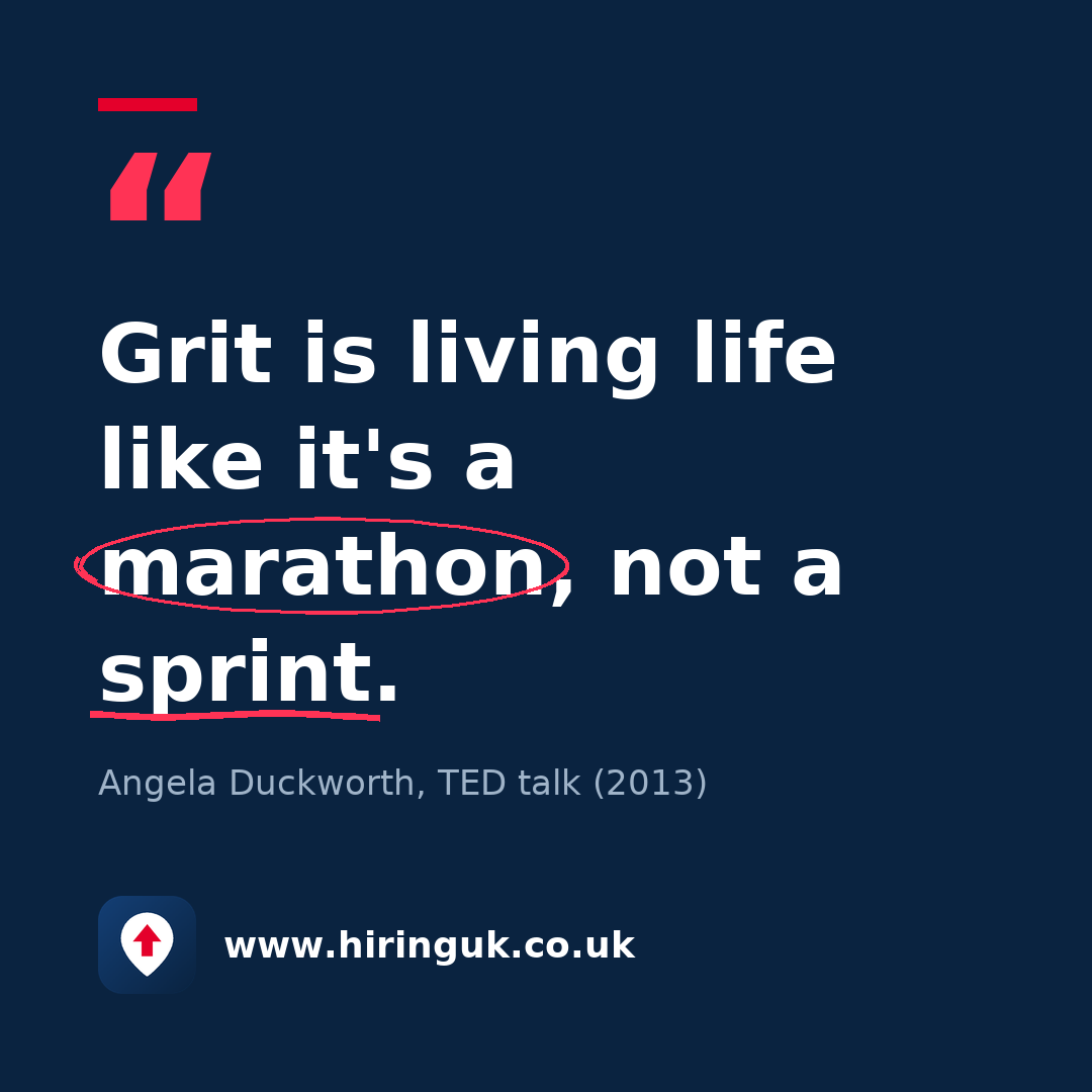 Quote card: Grit is living life like it's a marathon, not a sprint.