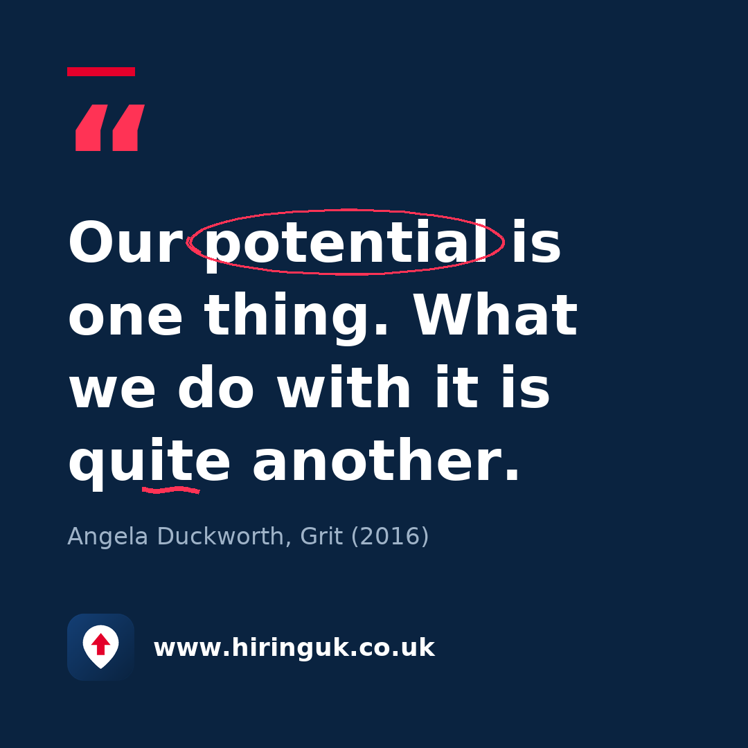 Quote card: Our potential is one thing. What we do with it is quite another.