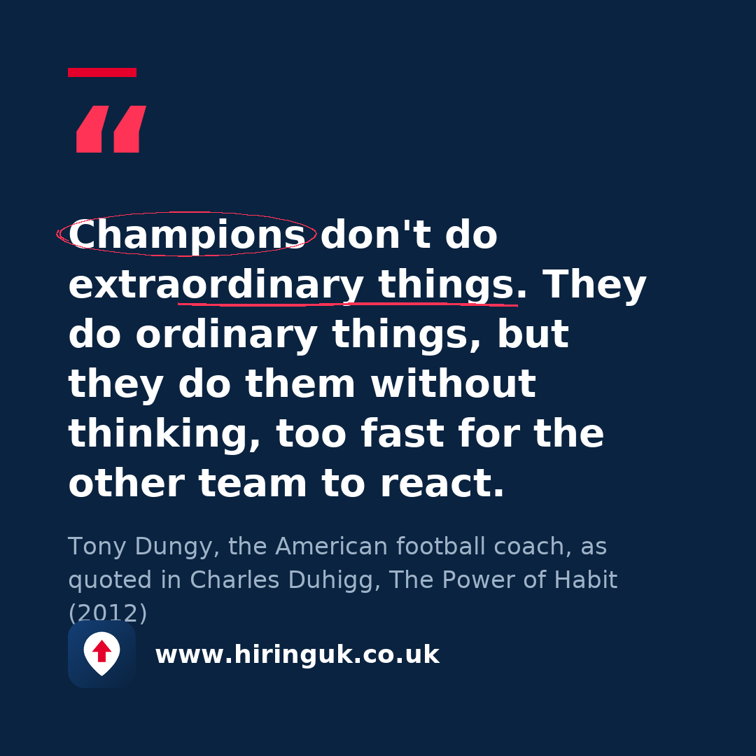 Quote card: Champions don't do extraordinary things. They do ordinary things, but they do them without thinking, too fast for the other team to react.