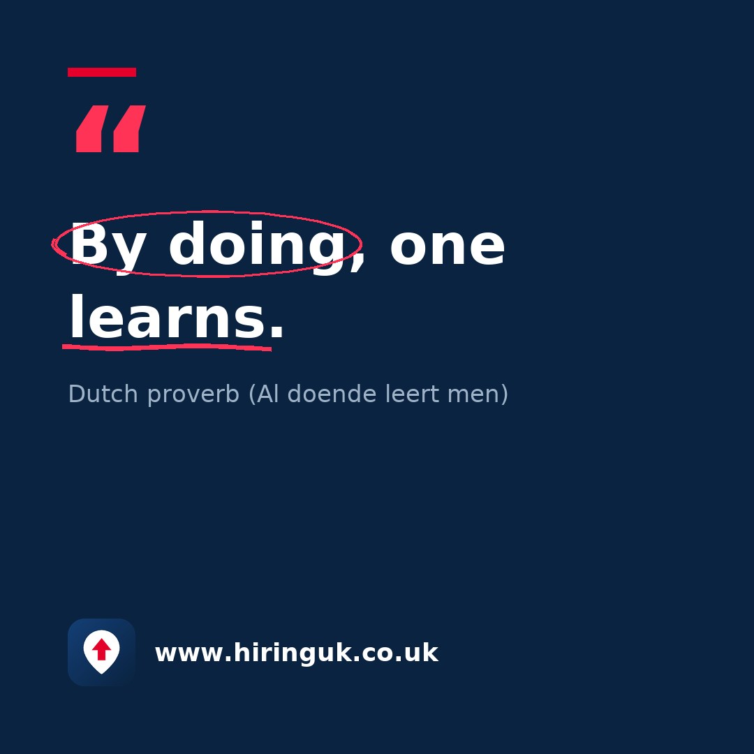 Quote card: By doing, one learns.