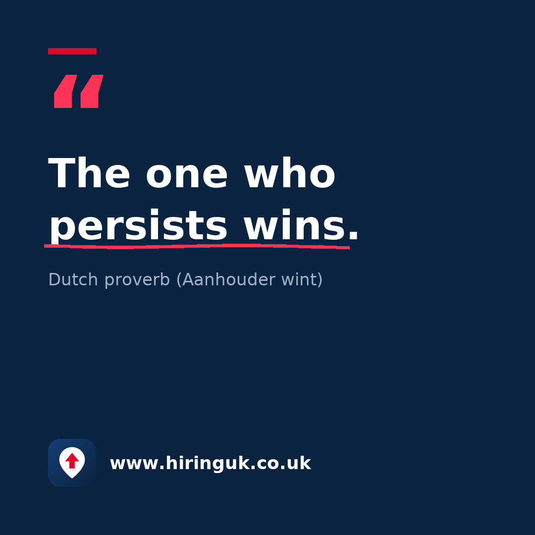 Quote card: The one who persists wins.
