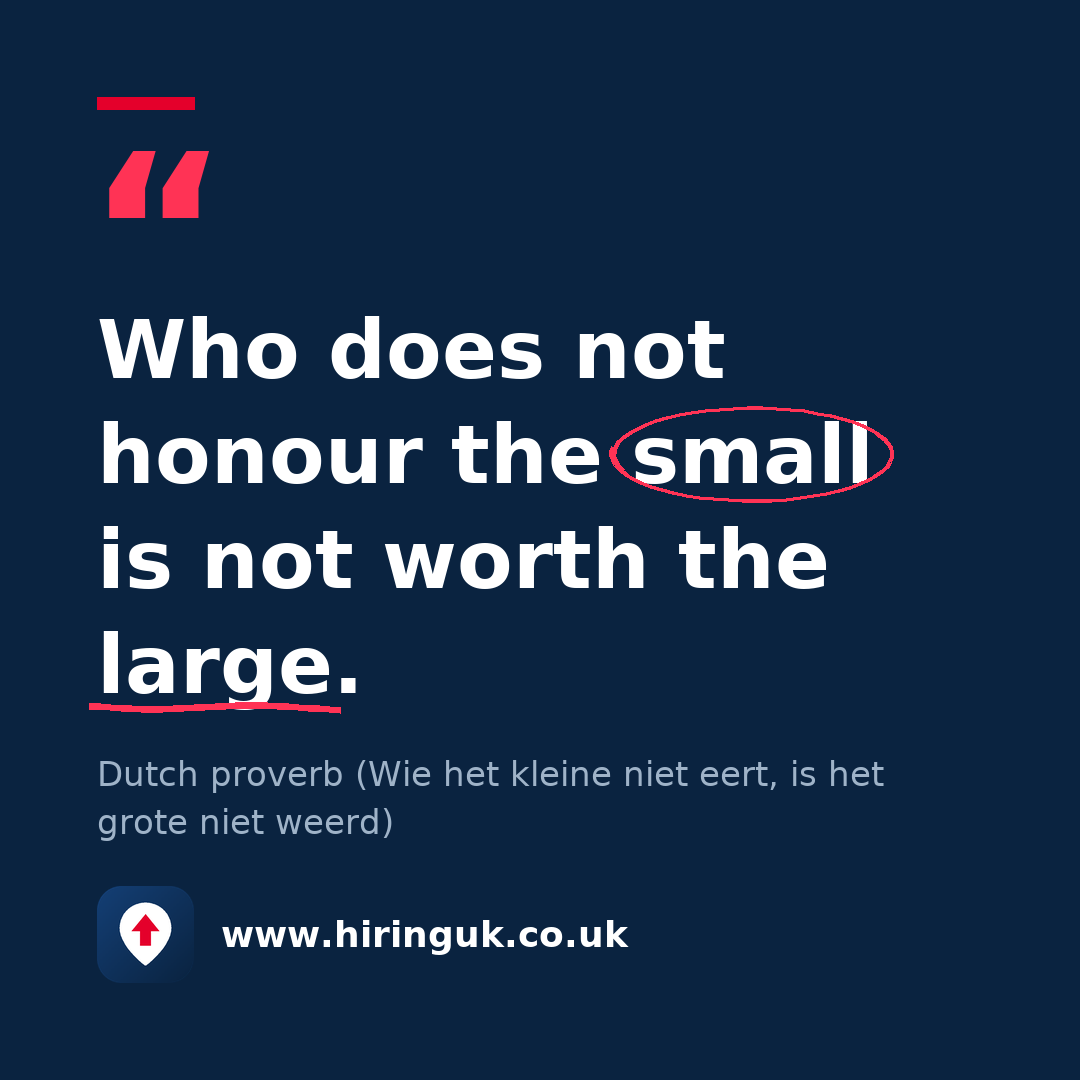 Quote card: Who does not honour the small is not worth the large.