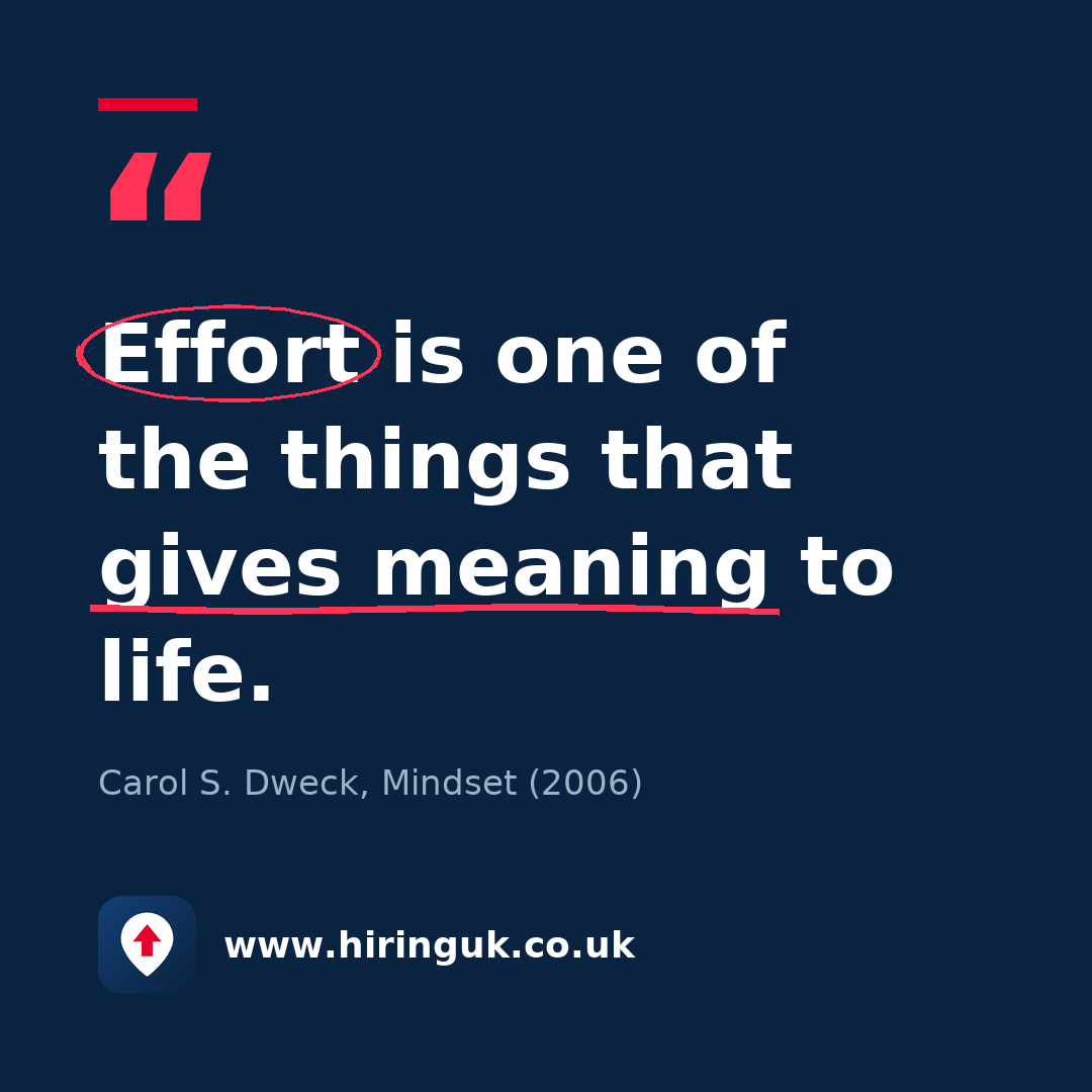 Quote card: Effort is one of the things that gives meaning to life.