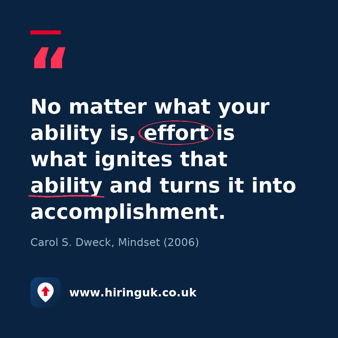Quote card: No matter what your ability is, effort is what ignites that ability and turns it into accomplishment.