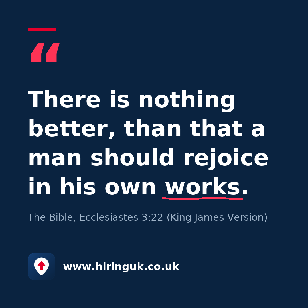 Quote card: There is nothing better, than that a man should rejoice in his own works.