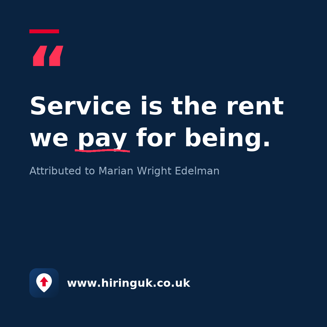 Quote card: Service is the rent we pay for being.