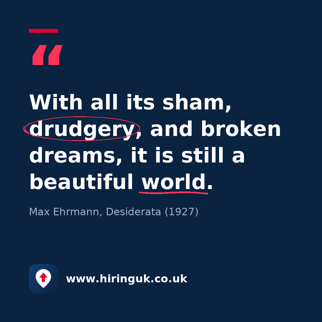Quote card: With all its sham, drudgery, and broken dreams, it is still a beautiful world.