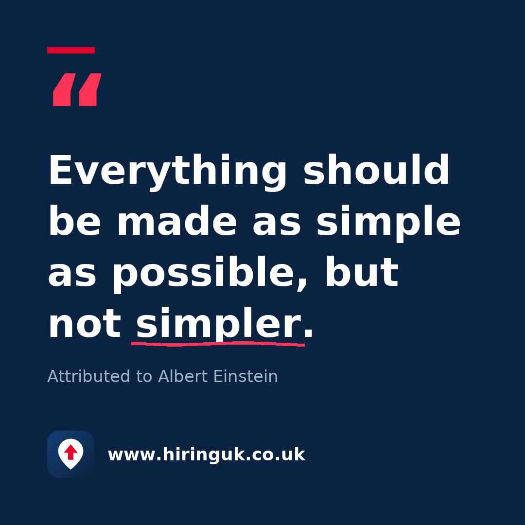 Quote card: Everything should be made as simple as possible, but not simpler.