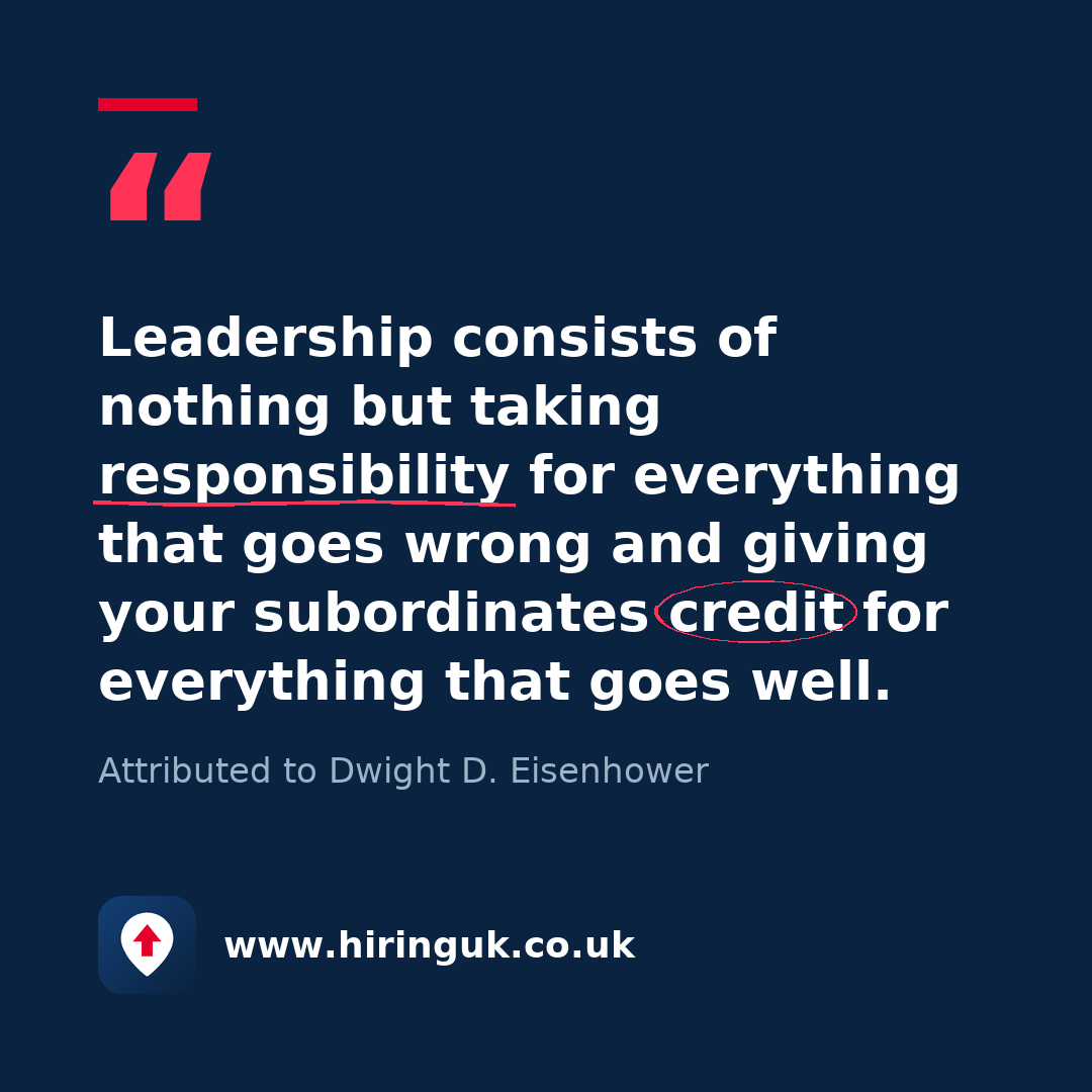 Quote card: Leadership consists of nothing but taking responsibility for everything that goes wrong and giving your subordinates credit for everything that goes well.