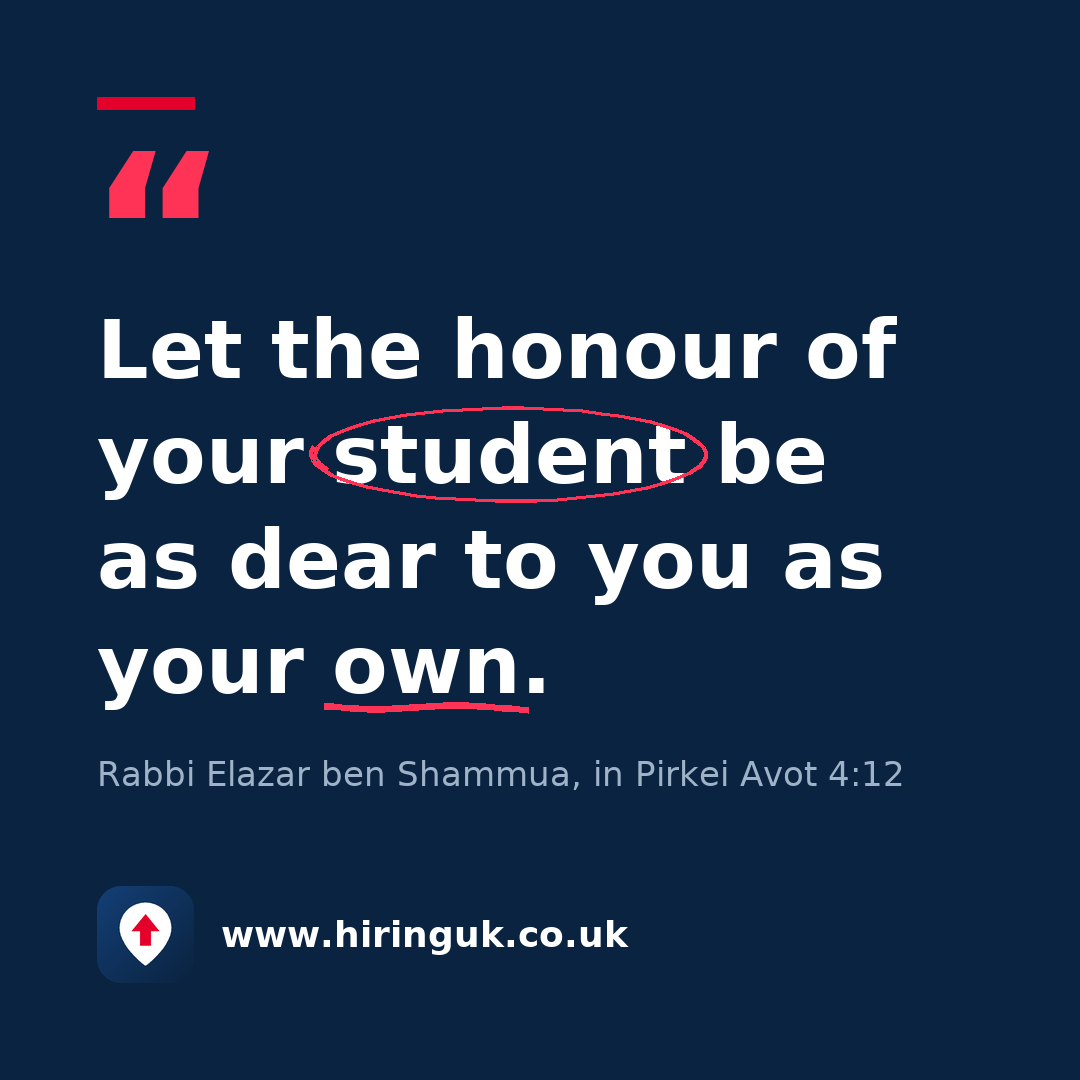 Quote card: Let the honour of your student be as dear to you as your own.