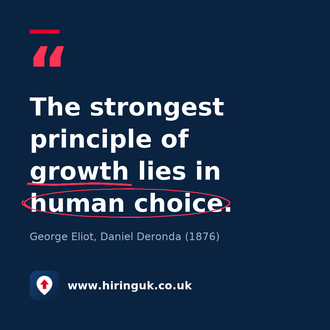 Quote card: The strongest principle of growth lies in human choice.