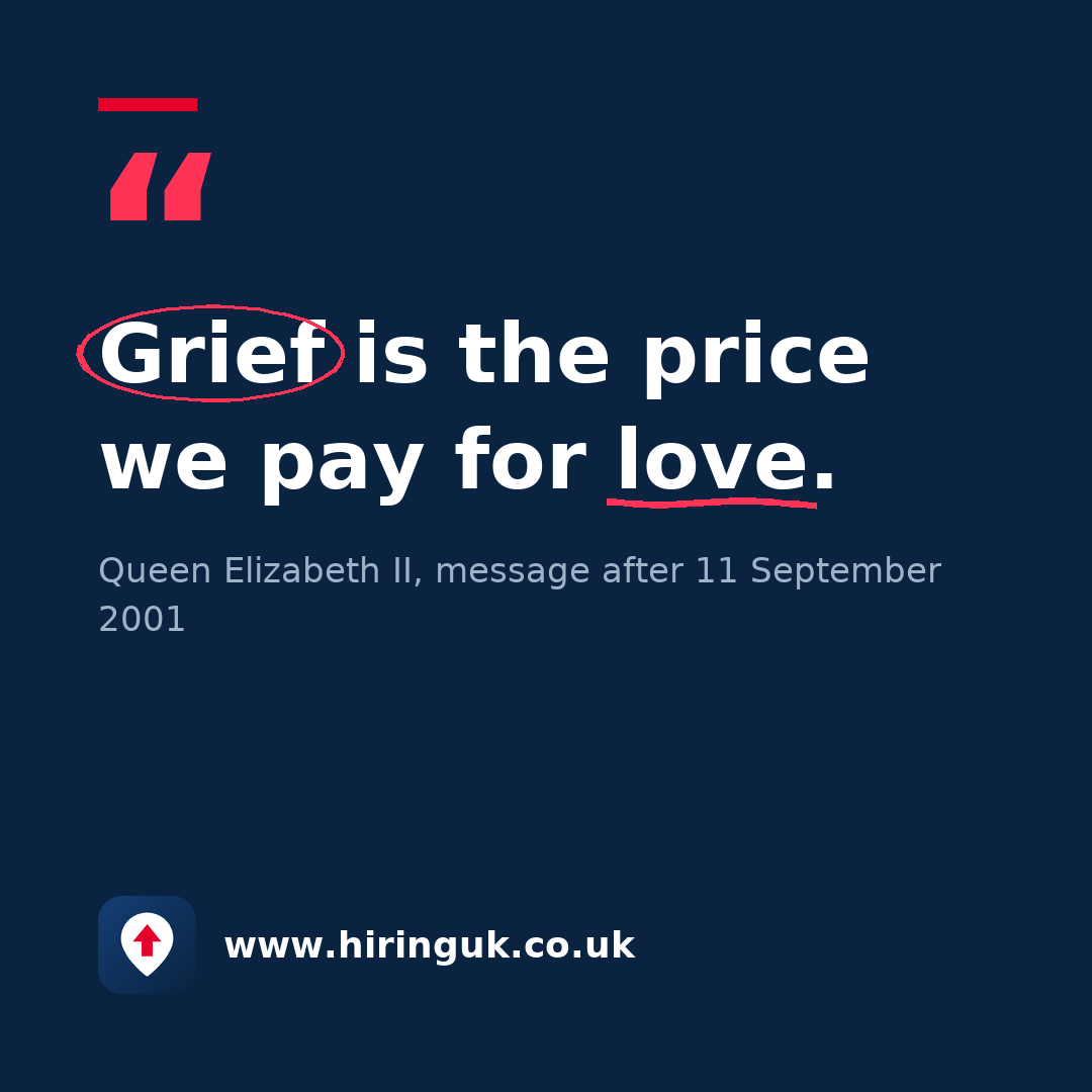 Quote card: Grief is the price we pay for love.