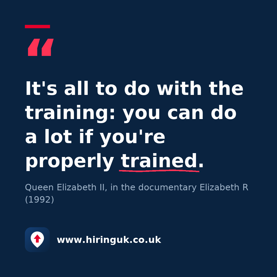 Quote card: It's all to do with the training: you can do a lot if you're properly trained.
