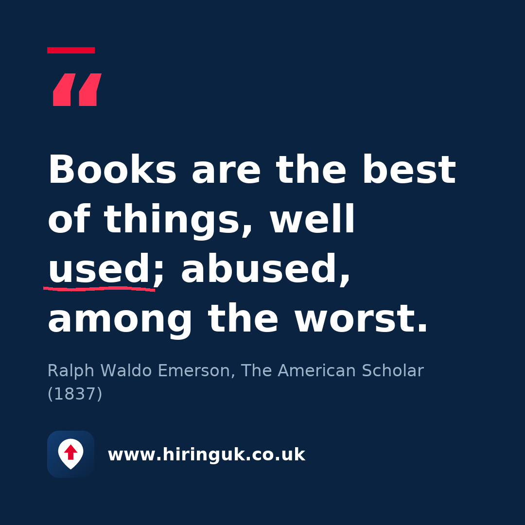 Quote card: Books are the best of things, well used; abused, among the worst.
