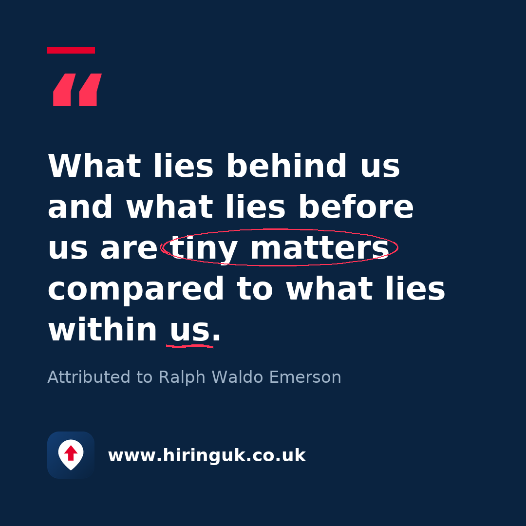 Quote card: What lies behind us and what lies before us are tiny matters compared to what lies within us.