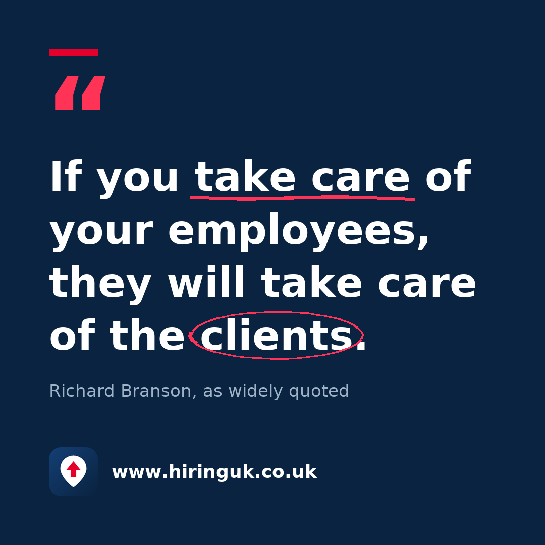 Quote card: If you take care of your employees, they will take care of the clients.