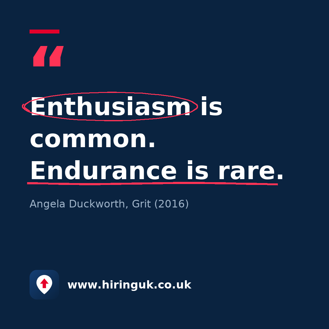 Quote card: Enthusiasm is common. Endurance is rare.