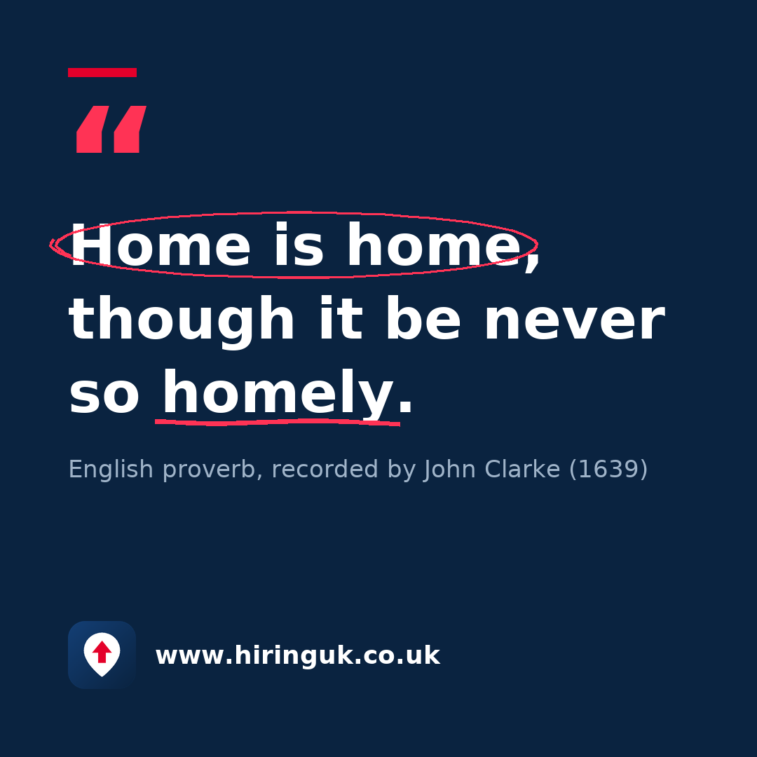Quote card: Home is home, though it be never so homely.