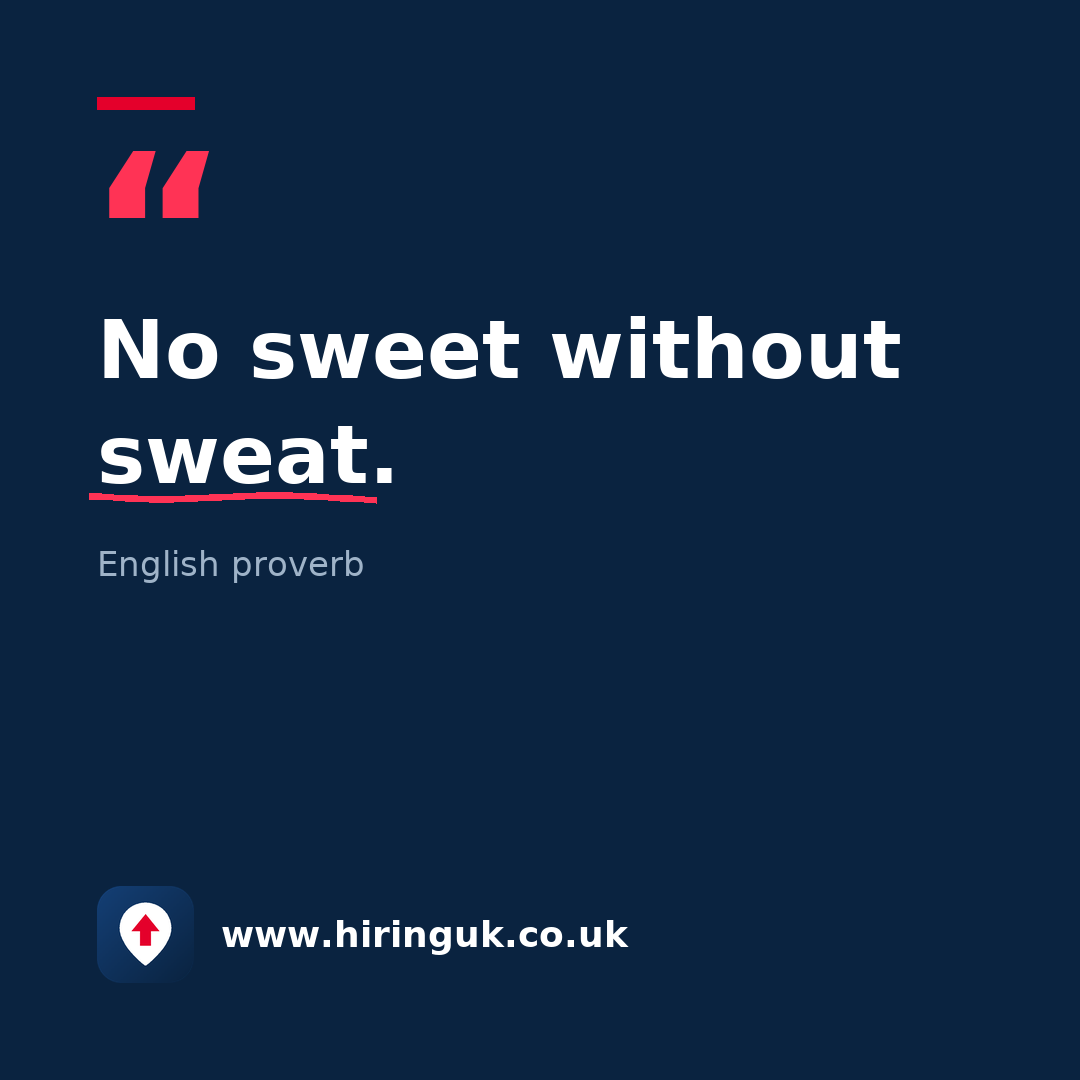 Quote card: No sweet without sweat.