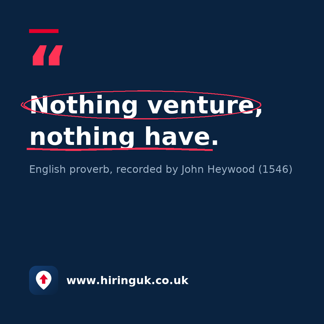 Quote card: Nothing venture, nothing have.