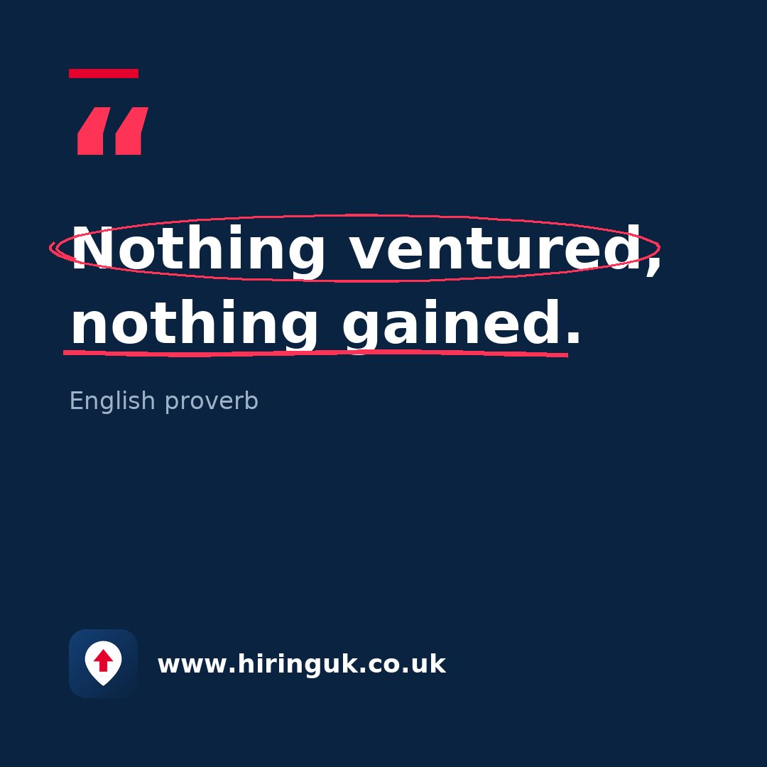 Quote card: Nothing ventured, nothing gained.