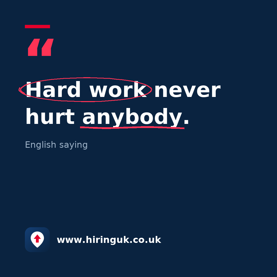 Quote card: Hard work never hurt anybody.