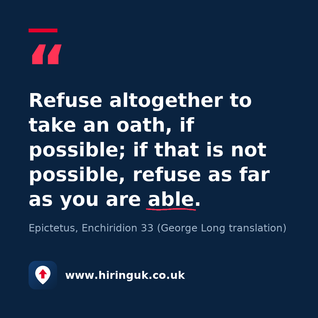 Quote card: Refuse altogether to take an oath, if possible; if that is not possible, refuse as far as you are able.