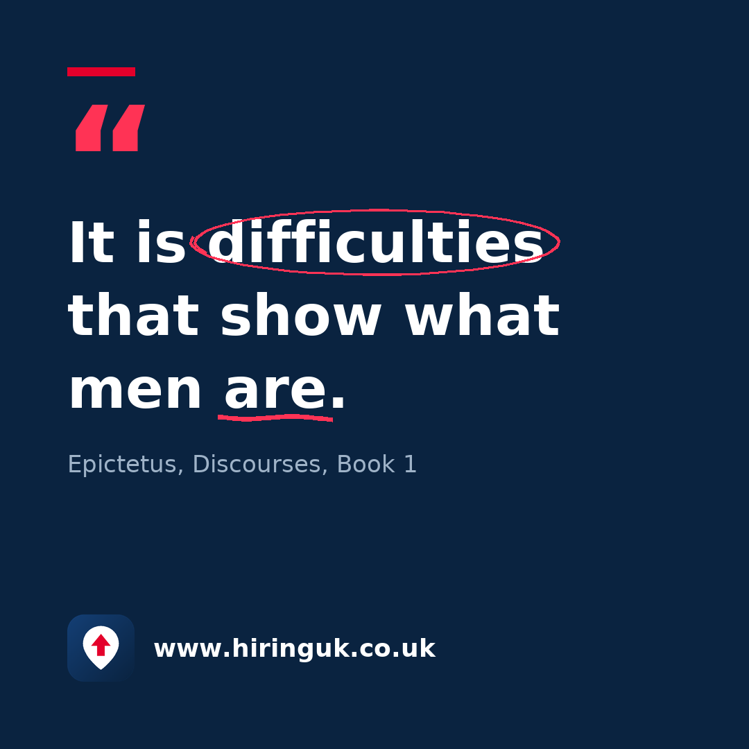 Quote card: It is difficulties that show what men are.