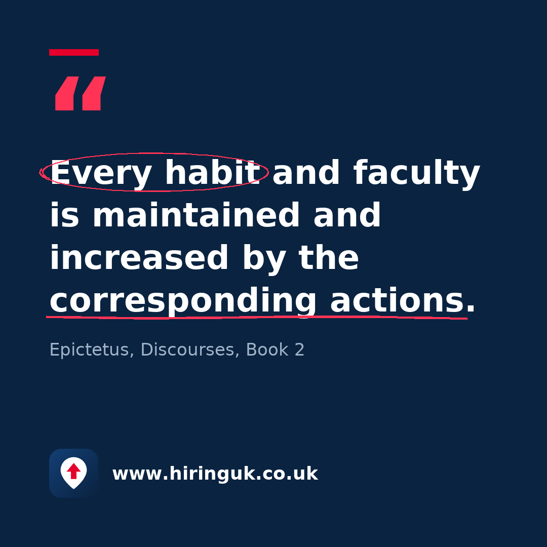 Quote card: Every habit and faculty is maintained and increased by the corresponding actions.