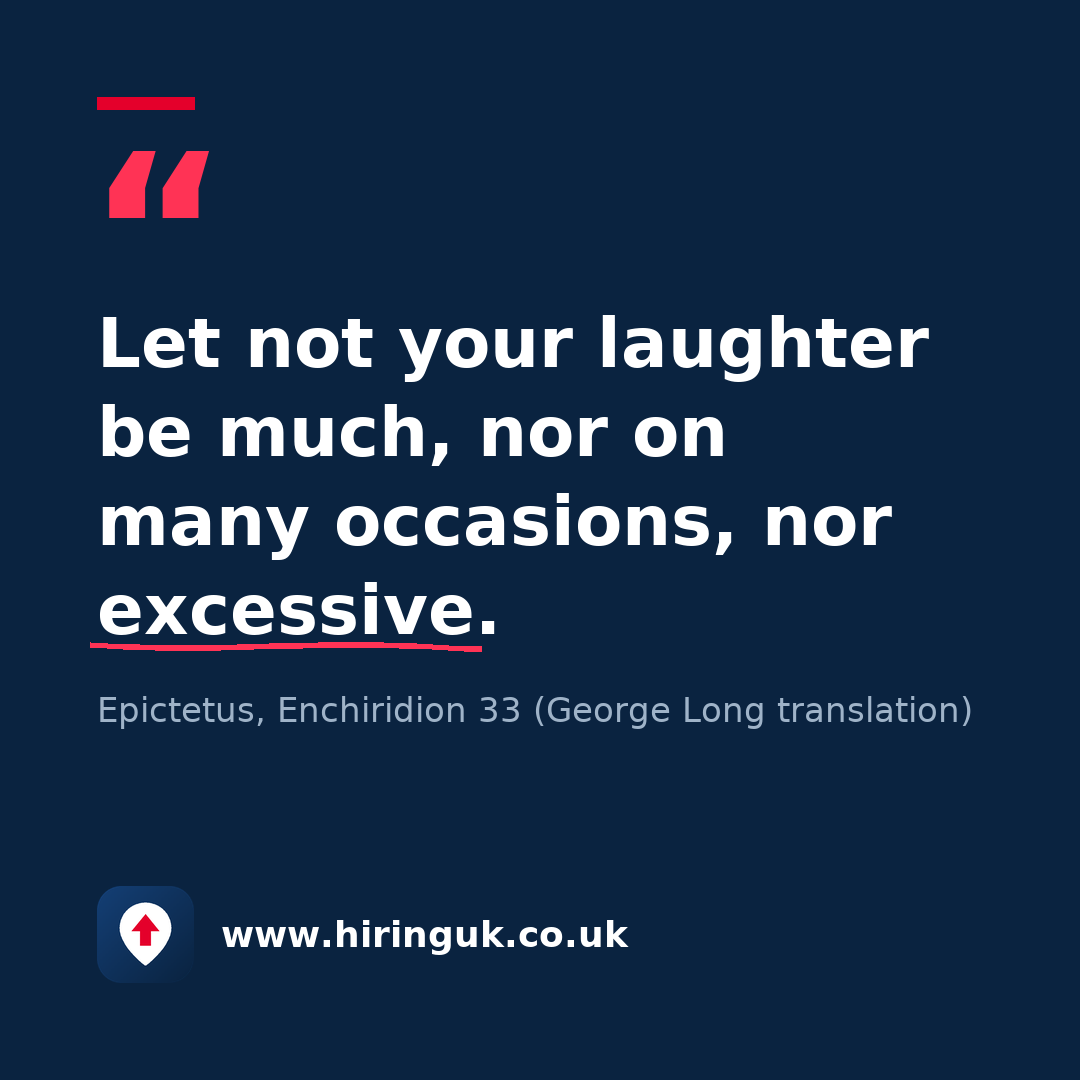 Quote card: Let not your laughter be much, nor on many occasions, nor excessive.