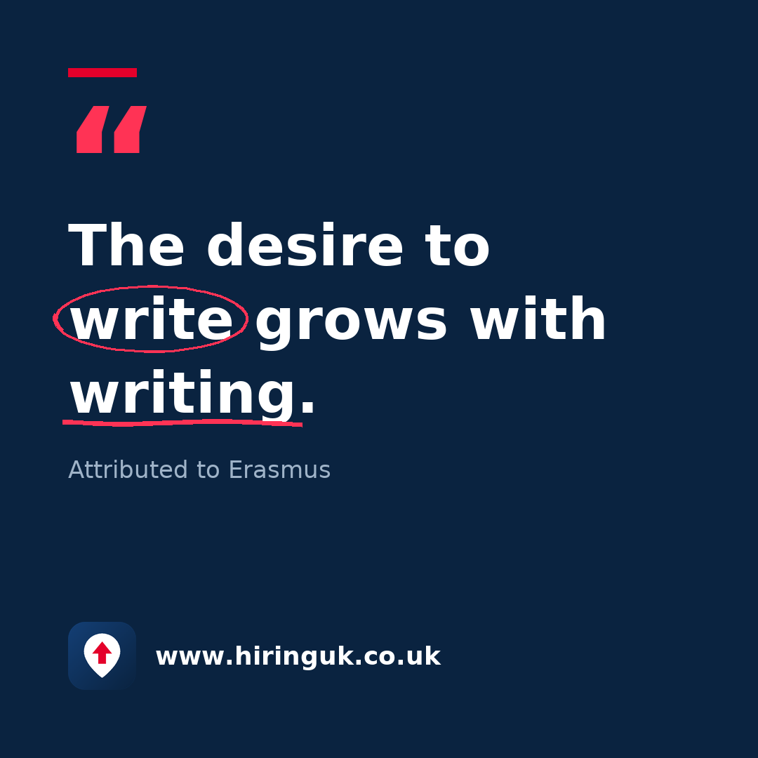 Quote card: The desire to write grows with writing.