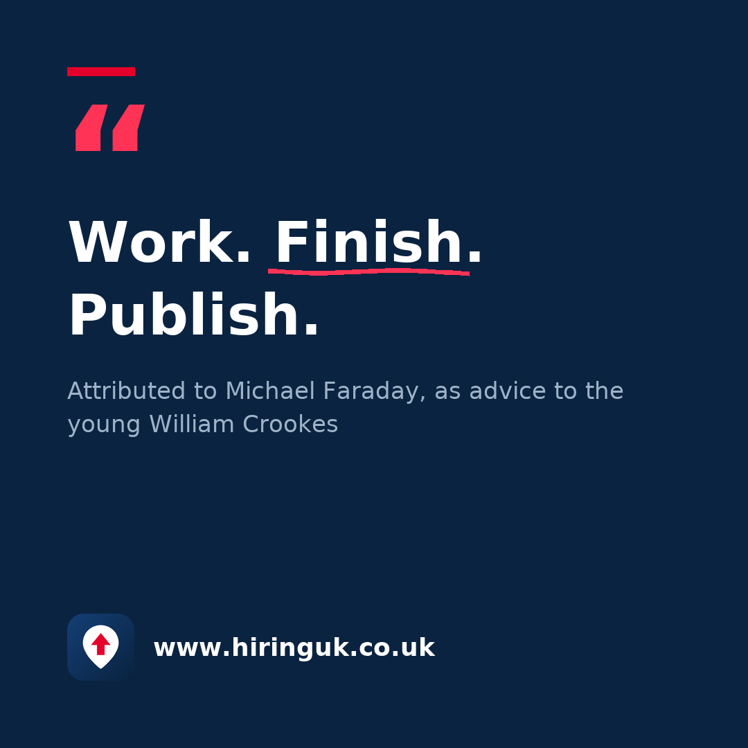 Quote card: Work. Finish. Publish.